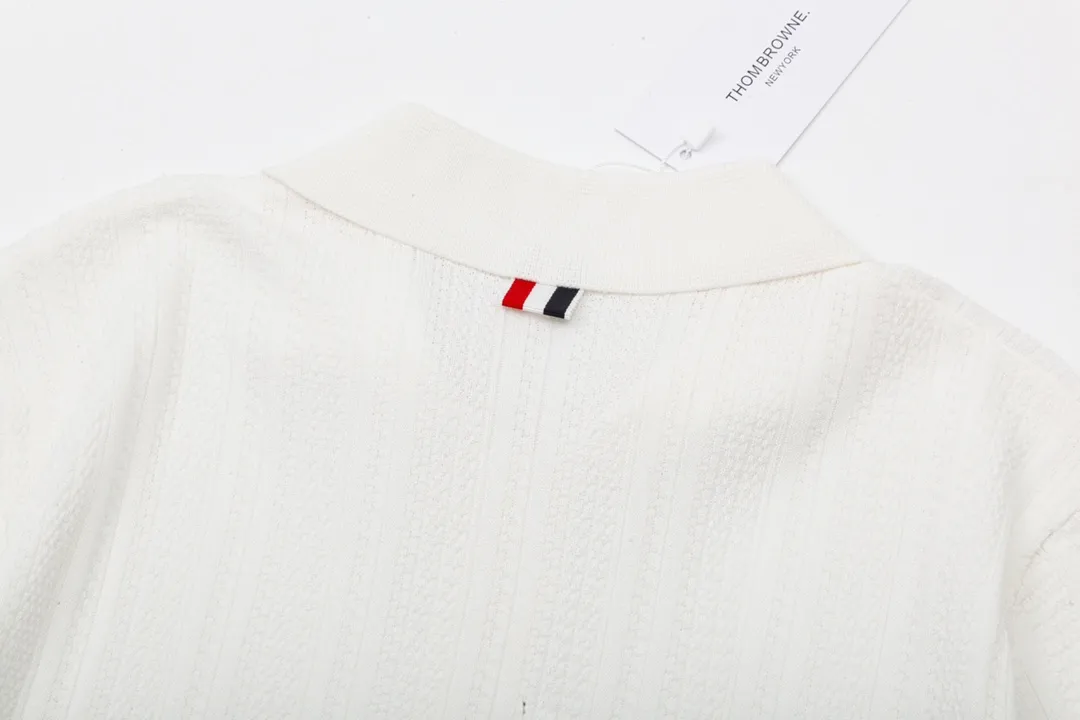 Thom Browne ➡️ POLO ， Retro Same Style Polo Versatile : White Size：M-3XL
